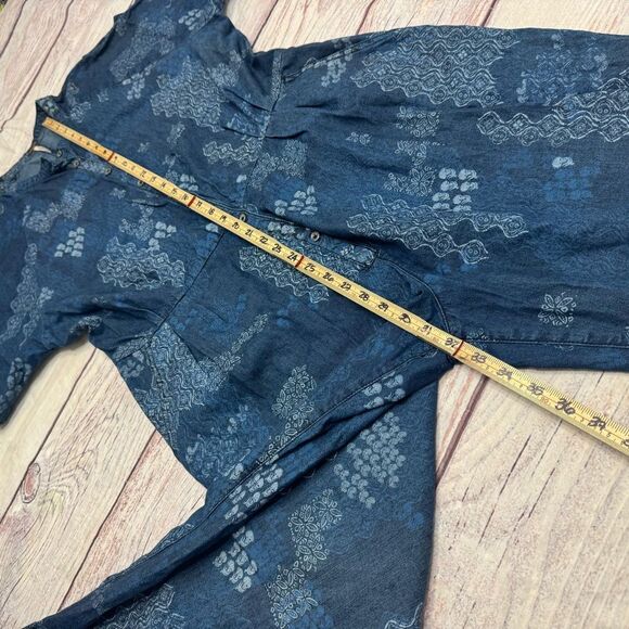 Free People Indigo Daze Jumpsuit Denim Paisley Blue Size Large - Picture 5 of 9